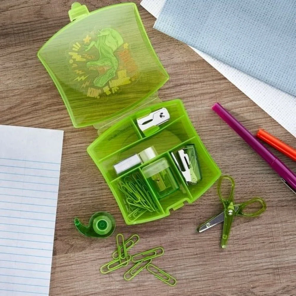 Pen & Gear Mini Office Supply Kit Kids OS Lime Green T-Rex Dinosaur 3 Pcs